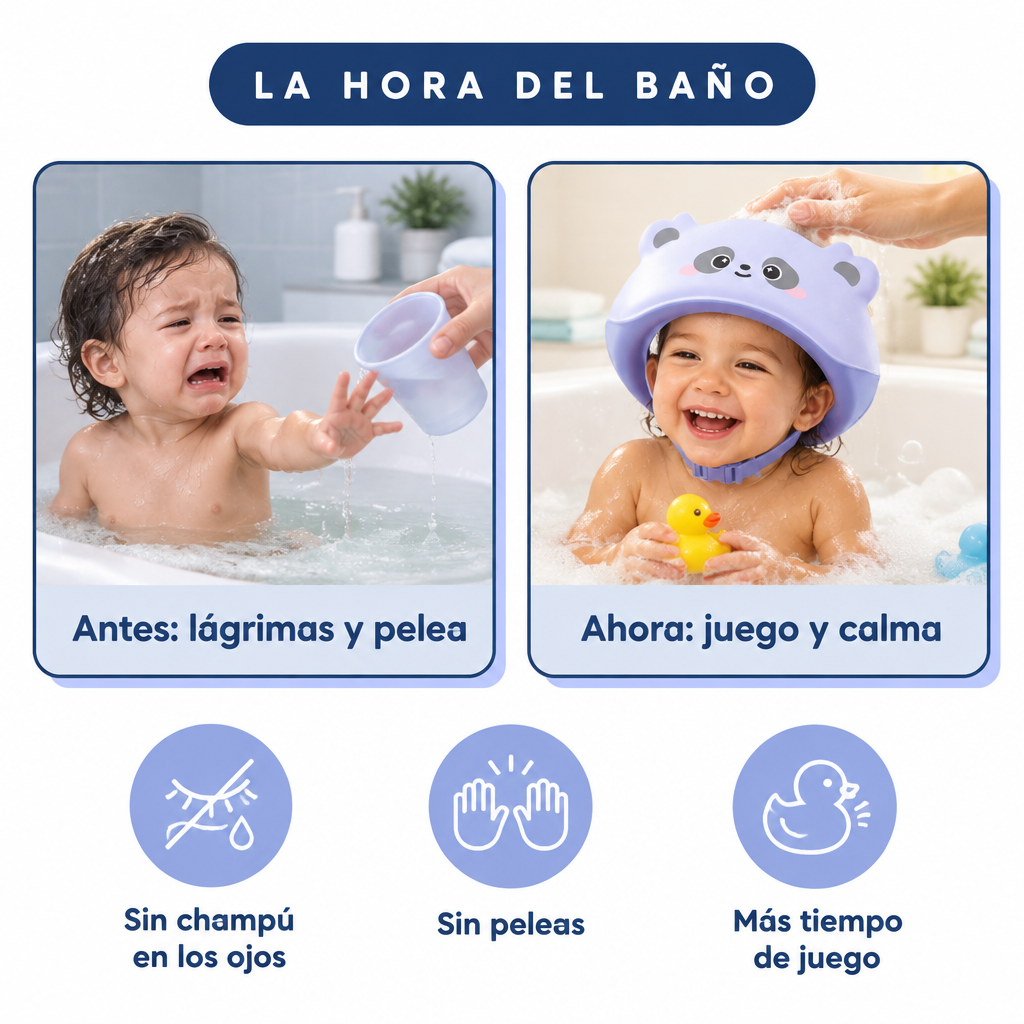 Antes: lágrimas y pelea. Ahora: juego y calma en la hora del baño
